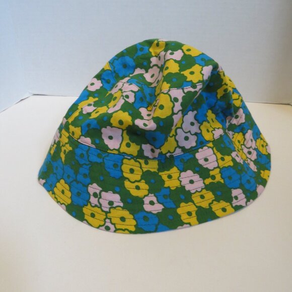 BAGGU Colorful Floral Organic Cotton Bucket Hat Pink Turquoise Green Yellow - Picture 7 of 7
